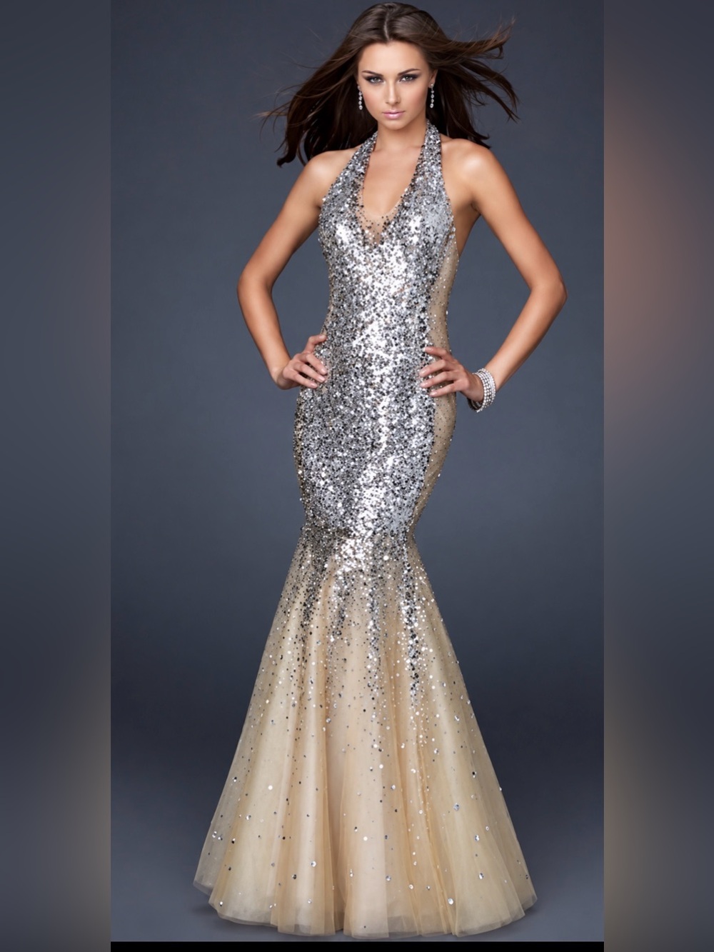 La Femme Halter Mermaid Gown